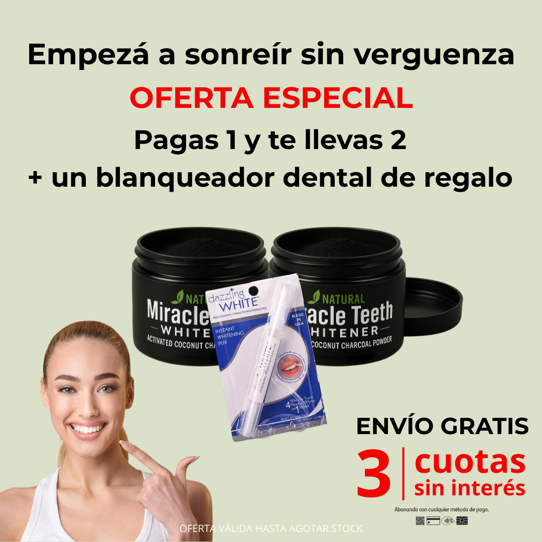 Carbón Activado de Coco Miracle Teeth: Sonrisa más blanca